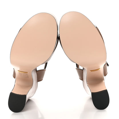 Gucci Cosmos Softy Calfskin Wooden Interlocking G Cut-Out 30/120mm Platform Sandals 35 Cuir 6 of 9