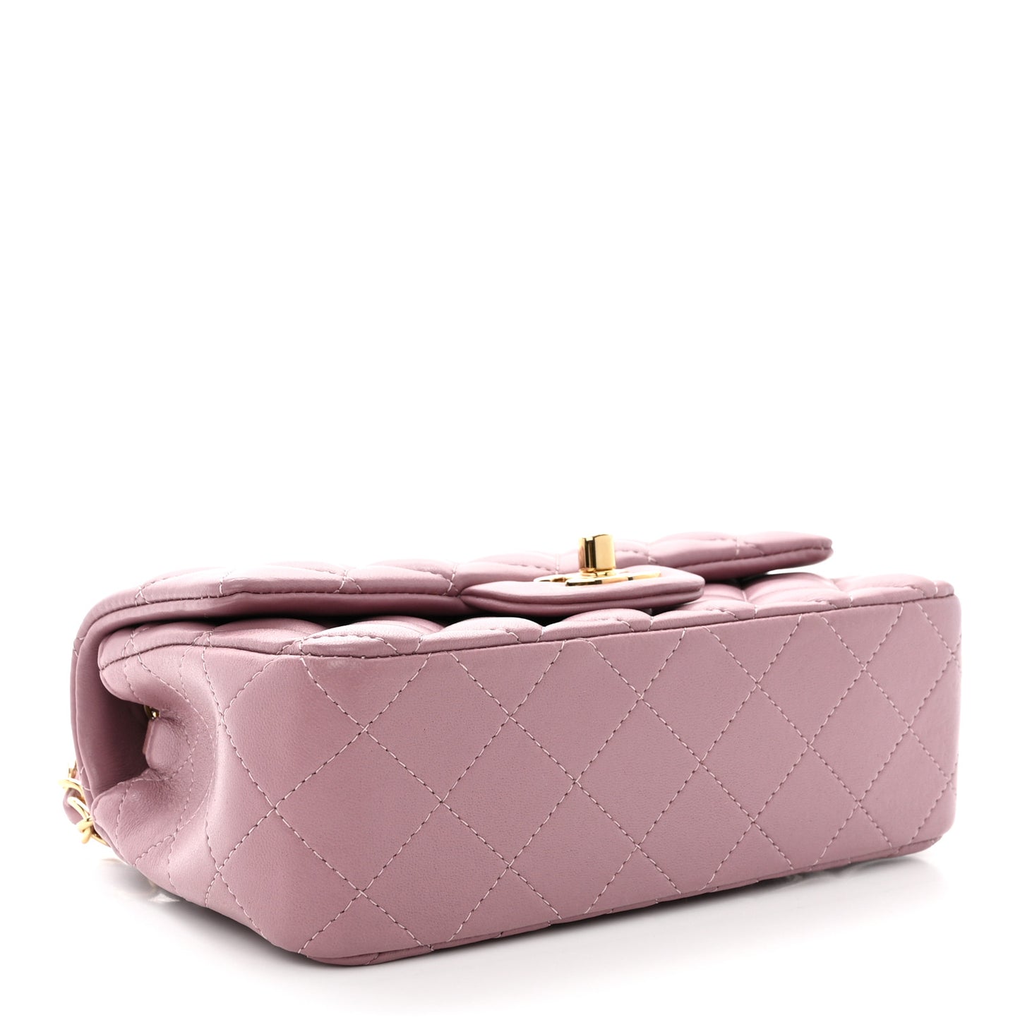 Lambskin Quilted Mini Rectangular Flap Light Purple