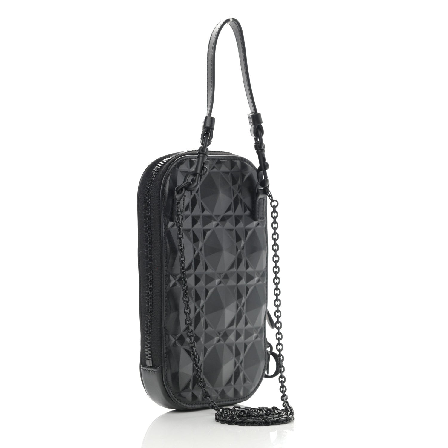 Christian Dior Calfskin Cannage Diamond Cannage Phone Holder Black 3 of 10