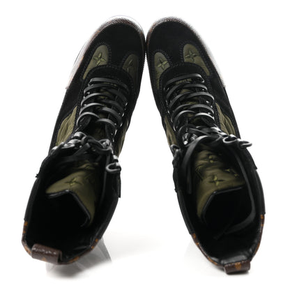 Louis Vuitton Nylon Embroidered Monogram Suede Laureate Platform Desert Boots 38 Kaki 2 of 9