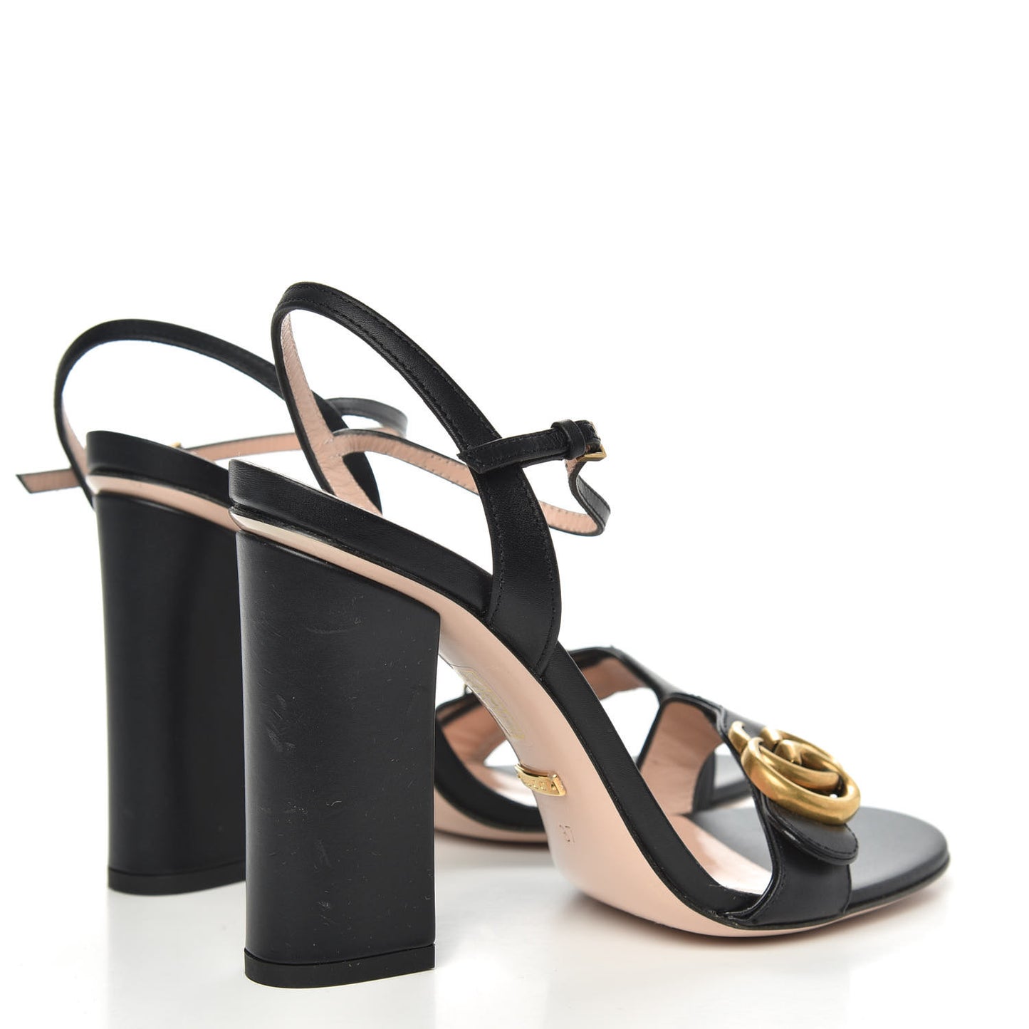 Lifford Calfskin GG Marmont Ankle Wrap 105mm Sandals 37 Black