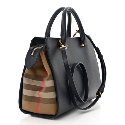 Burberry Calfskin Mega Check Small Banwell Tote Dark Canvas Blue 3 of 9