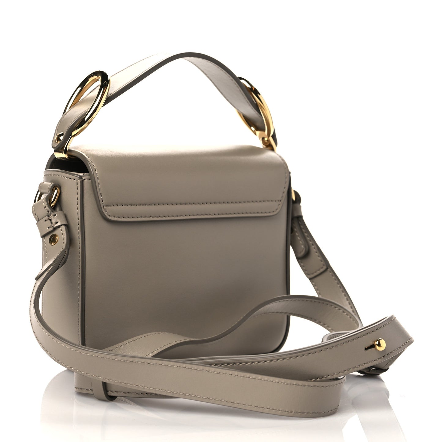 Shiny Calfskin Suede Mini C Double Carry Motty Grey
