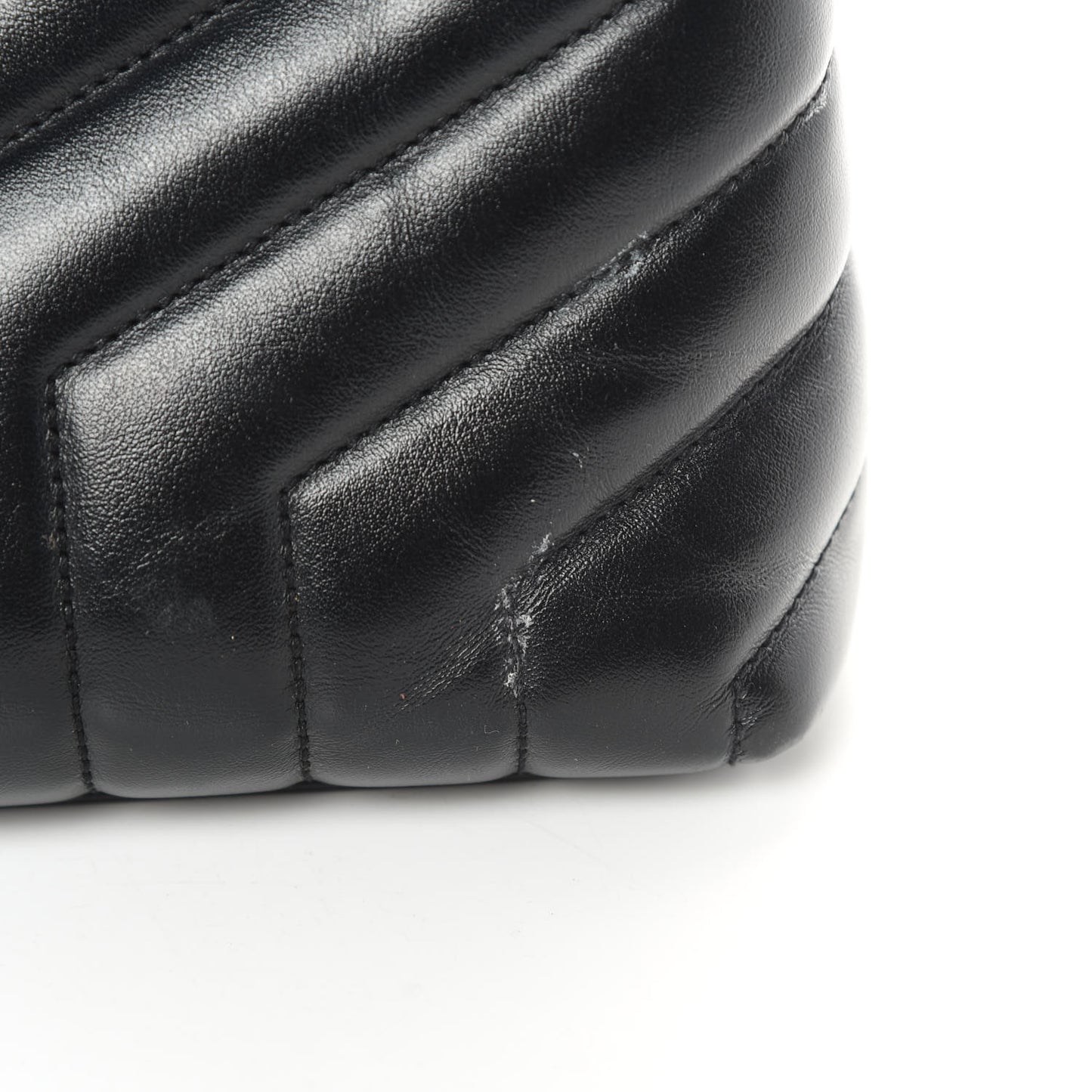 Calfskin Y Quilted Monogram Medium Loulou Chain Satchel Black