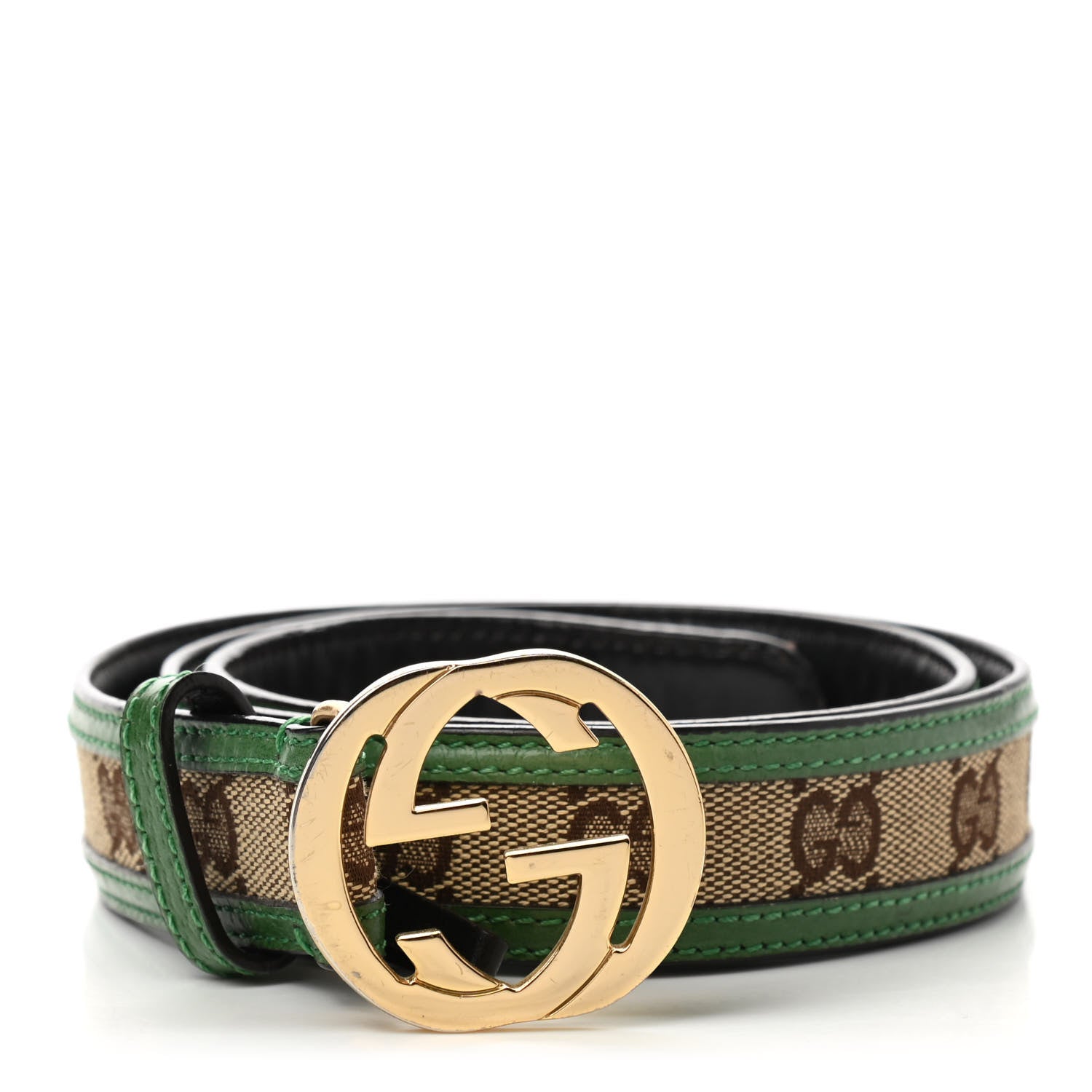 Gucci Monogram Interlocking G Belt 80 32 Green 1 of 11