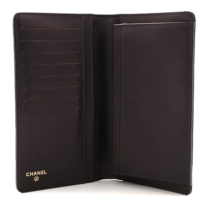 Chanel Iridescent Calfskin Quilted Tartan Button Yen Wallet Burgundy 5 of 7