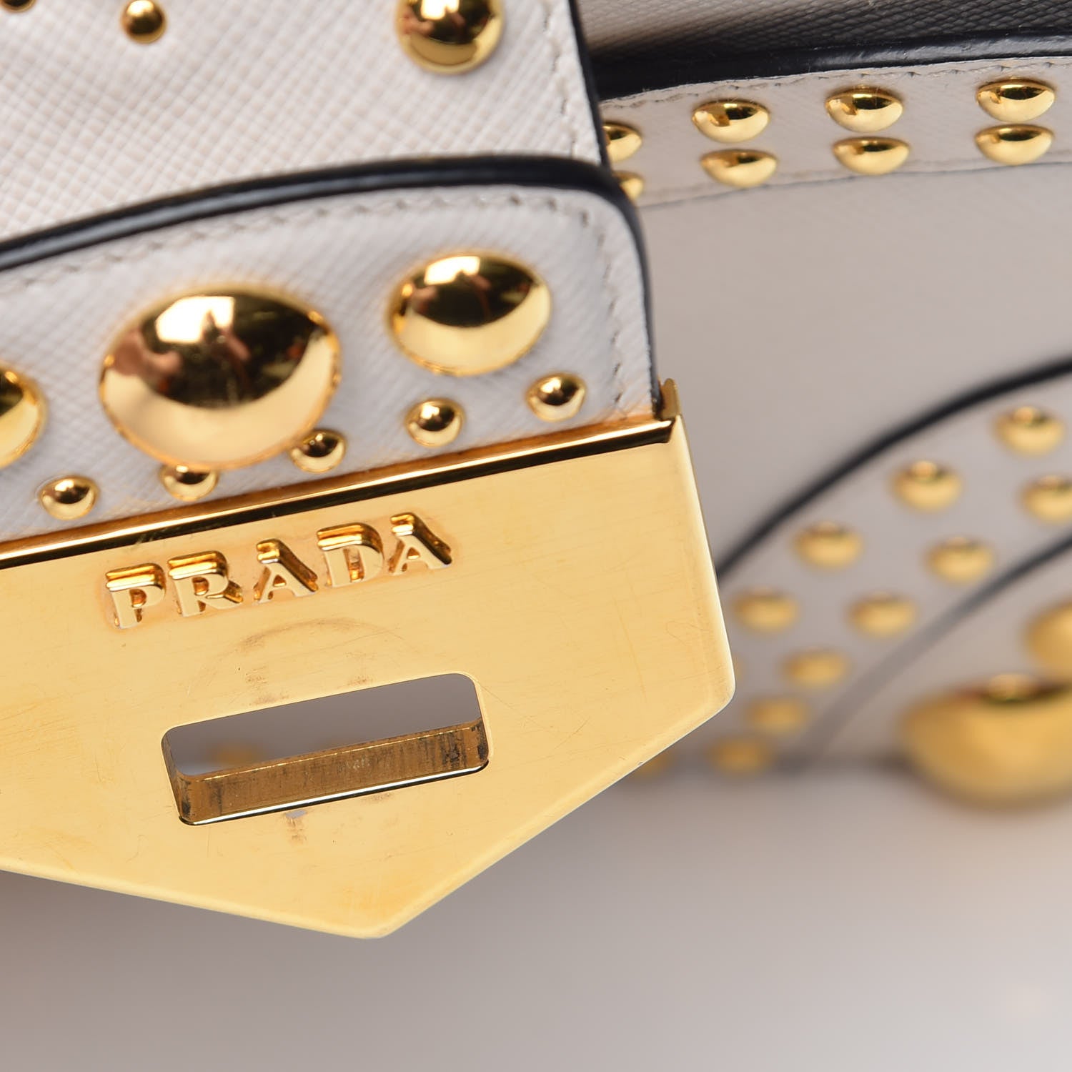 Prada Saffiano Sound Studded Hobo Talco 10 of 13