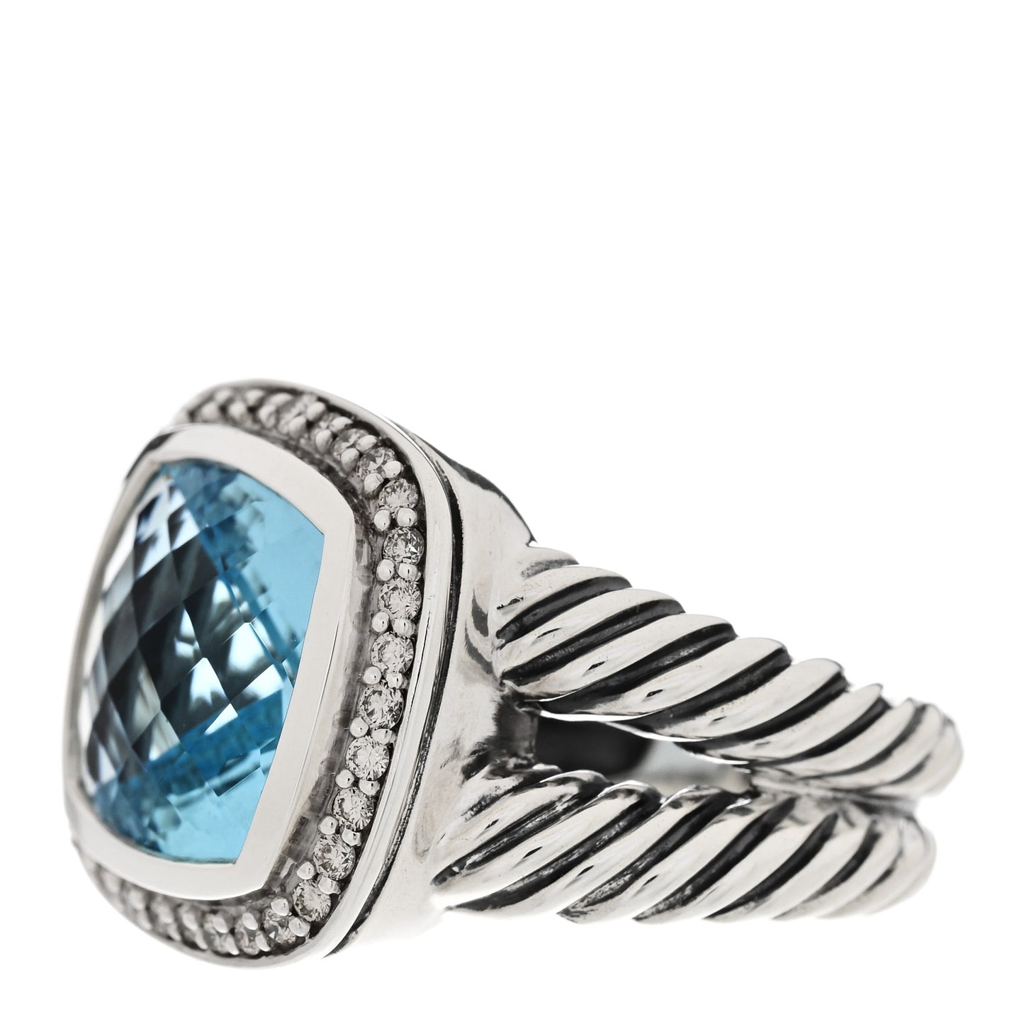 Sterling Silver Diamond Blue Topaz 11mm Albion Ring 52 6