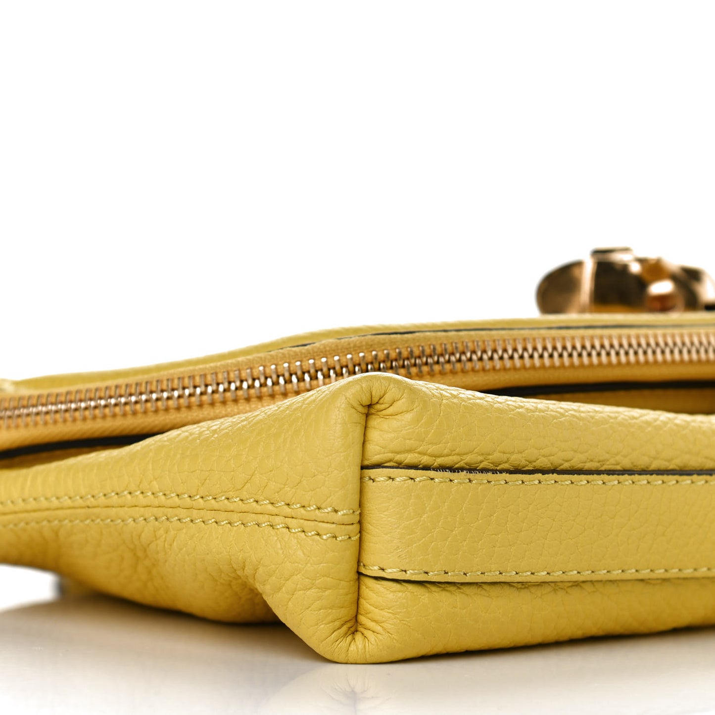 Grainy Calfskin Padlock Skull Clutch Yellow