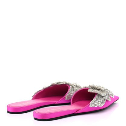 Balenciaga Satin Sequin Embellished Slash Slippers 37 Fuchsia 4 of 8