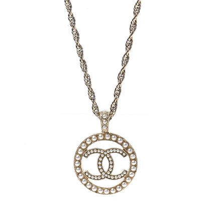 Chanel Pearl CC Round Pendant Necklace Gold 4 of 6