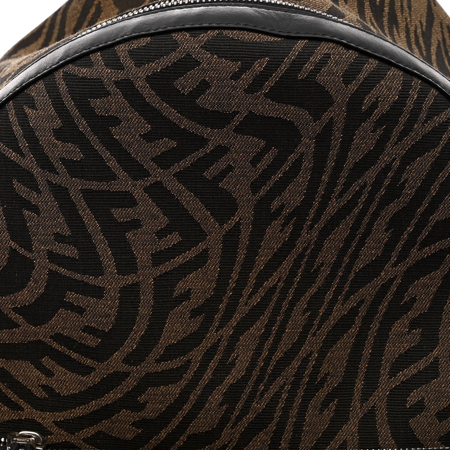 Fendi X SARAH COLEMAN Fabric Jacquard Vitello Grace Light Woven Lanyard FF Vertigo Pouch Pocket Backpack Tobacco Moro Black 8 of 10