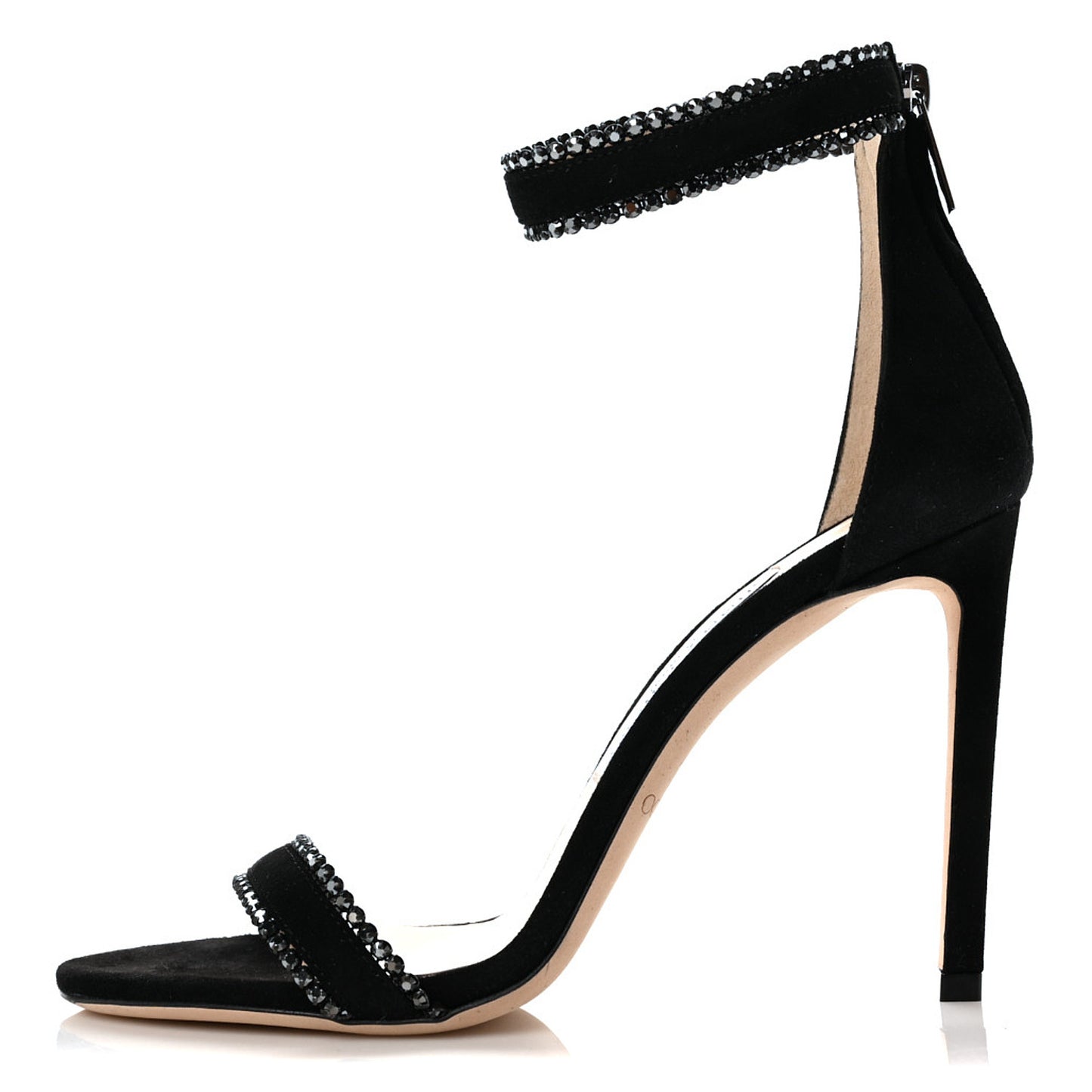 Suede Jewel Dochas 100 Open Toe Sandals 37 Black