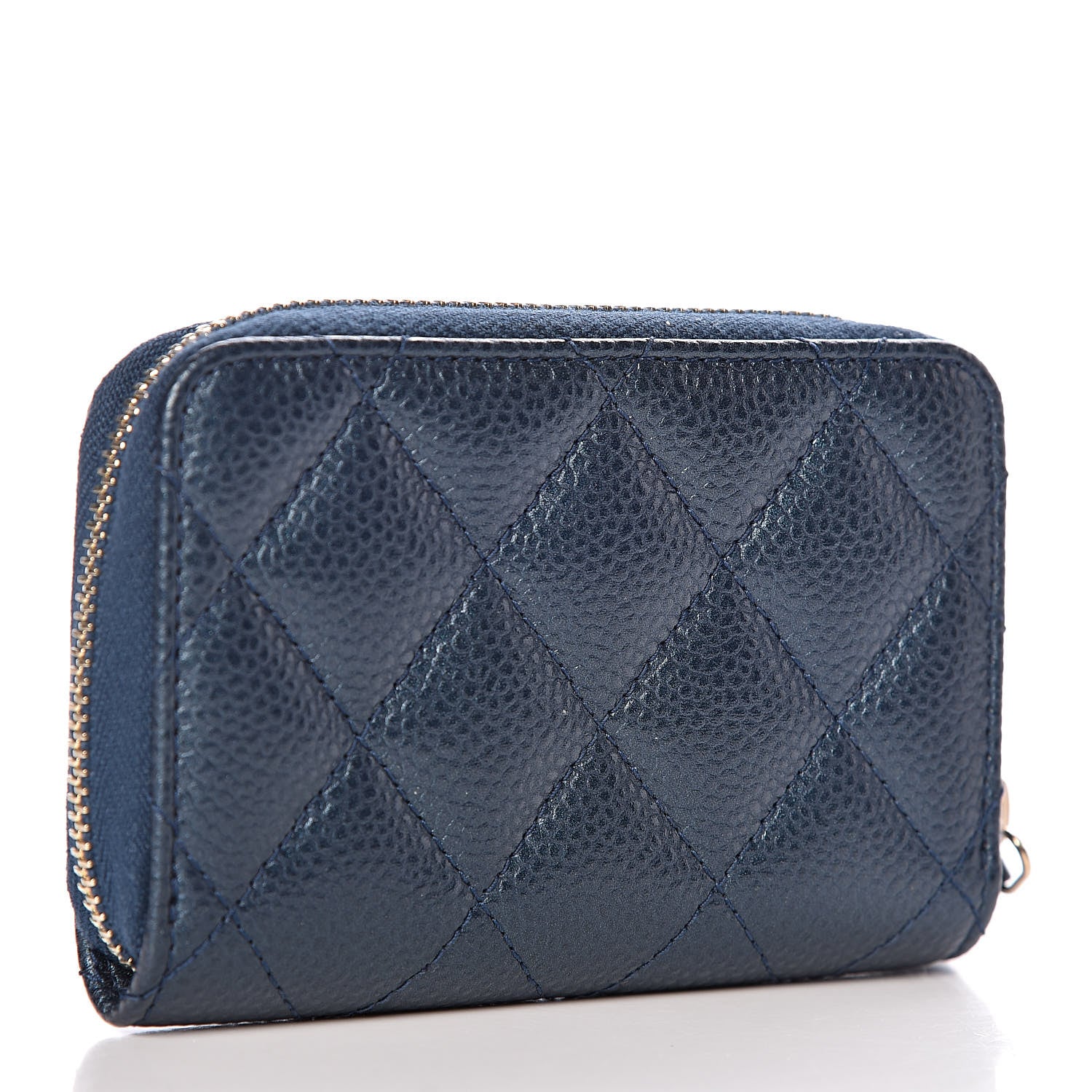 Chanel Iridescent Caviar Quilted Zip Coin Purse Dark Blue 3 of 7