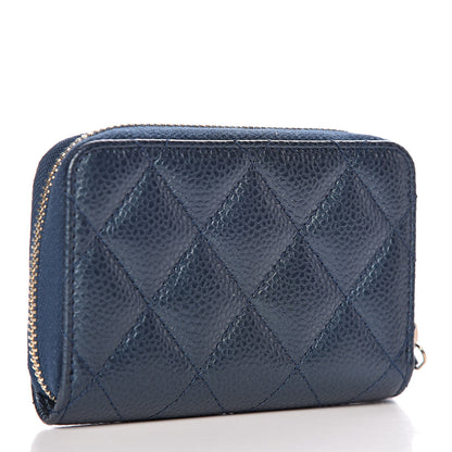 Chanel Iridescent Caviar Quilted Zip Coin Purse Dark Blue 3 of 7