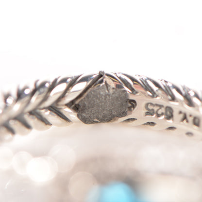 David Yurman Sterling Silver Pave Diamond Blue Topaz 7mm Petite Albion Ring 5.75 5 of 6
