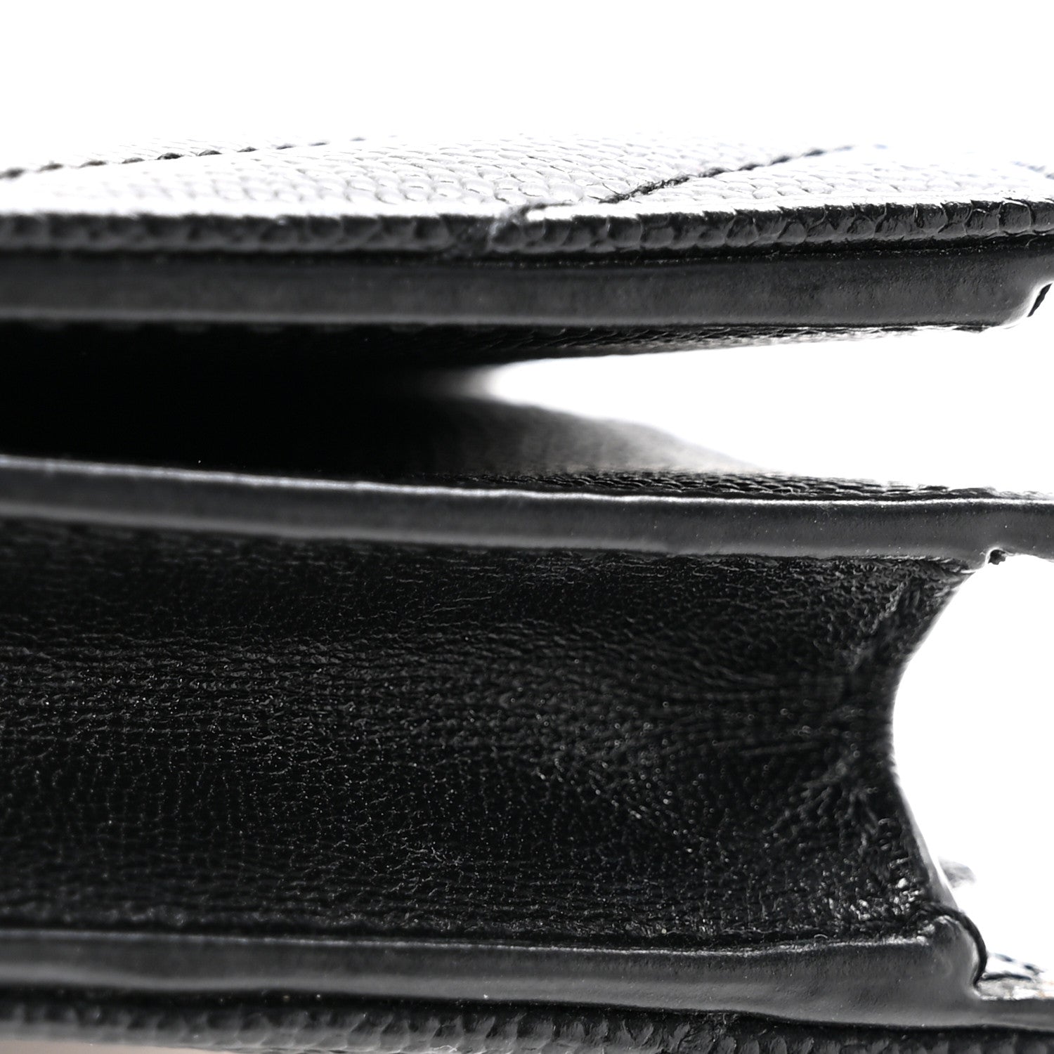Saint Laurent Grain De Poudre Matelasse Chevron Monogram Flap Card Case Black 11 of 13