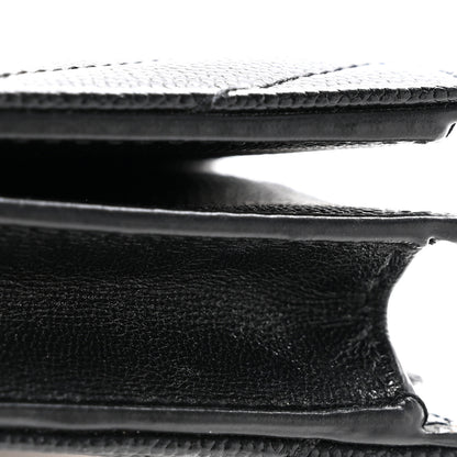 Saint Laurent Grain De Poudre Matelasse Chevron Monogram Flap Card Case Black 11 of 13