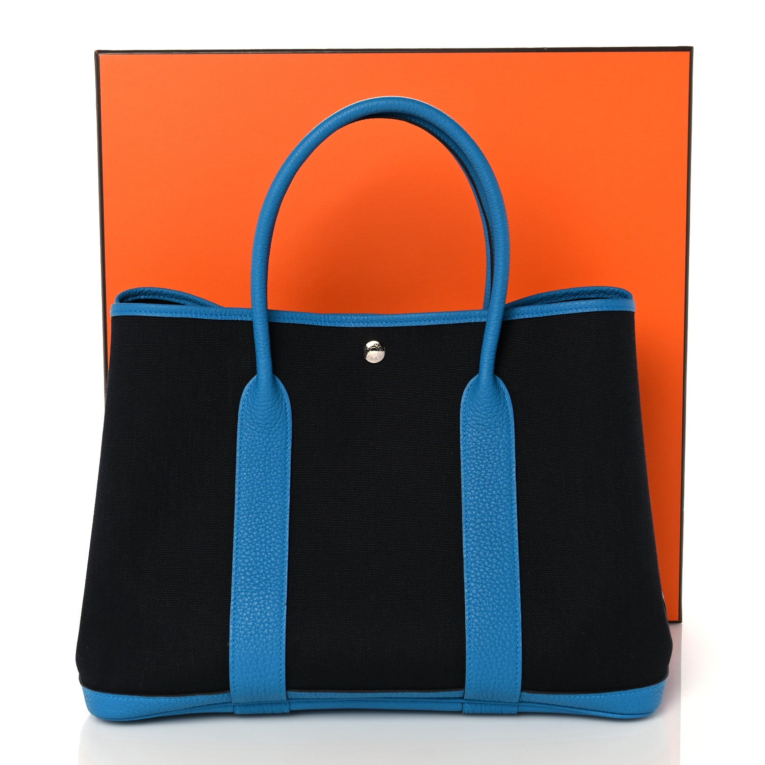 Hermes Toile Negonda Garden Party Tote 36 MM Black Bleu Zanzibar 10 of 10