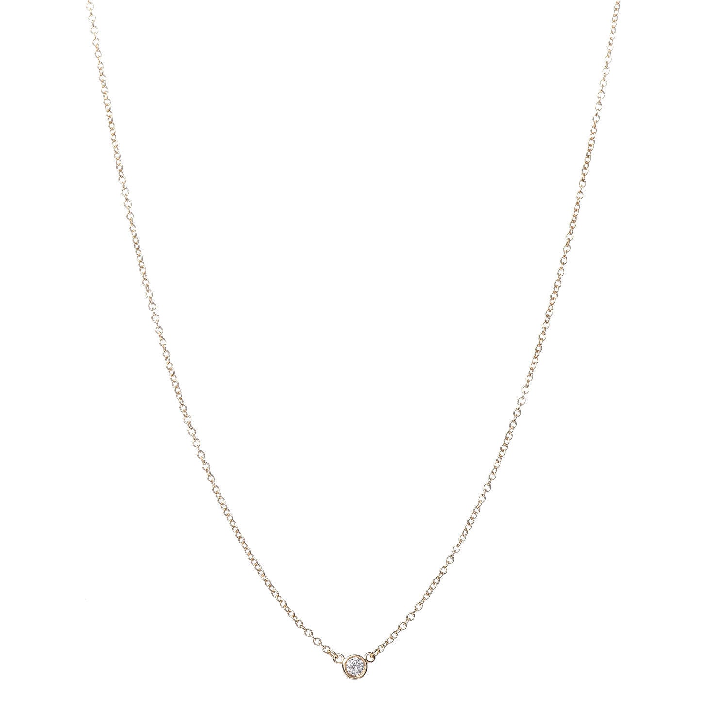 Tiffany 18K Yellow Gold Diamond .05ct Elsa Peretti Diamonds by the Yard Pendant Necklace 1 of 6
