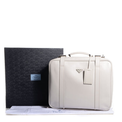 Prada Saffiano Travel Weekender Bag Talco 10 of 10