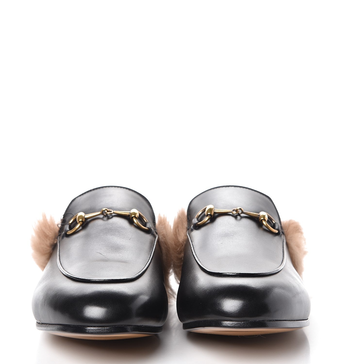 Gucci Calfskin Fur Womens Princetown Slippers 41.5 Black 2 of 8