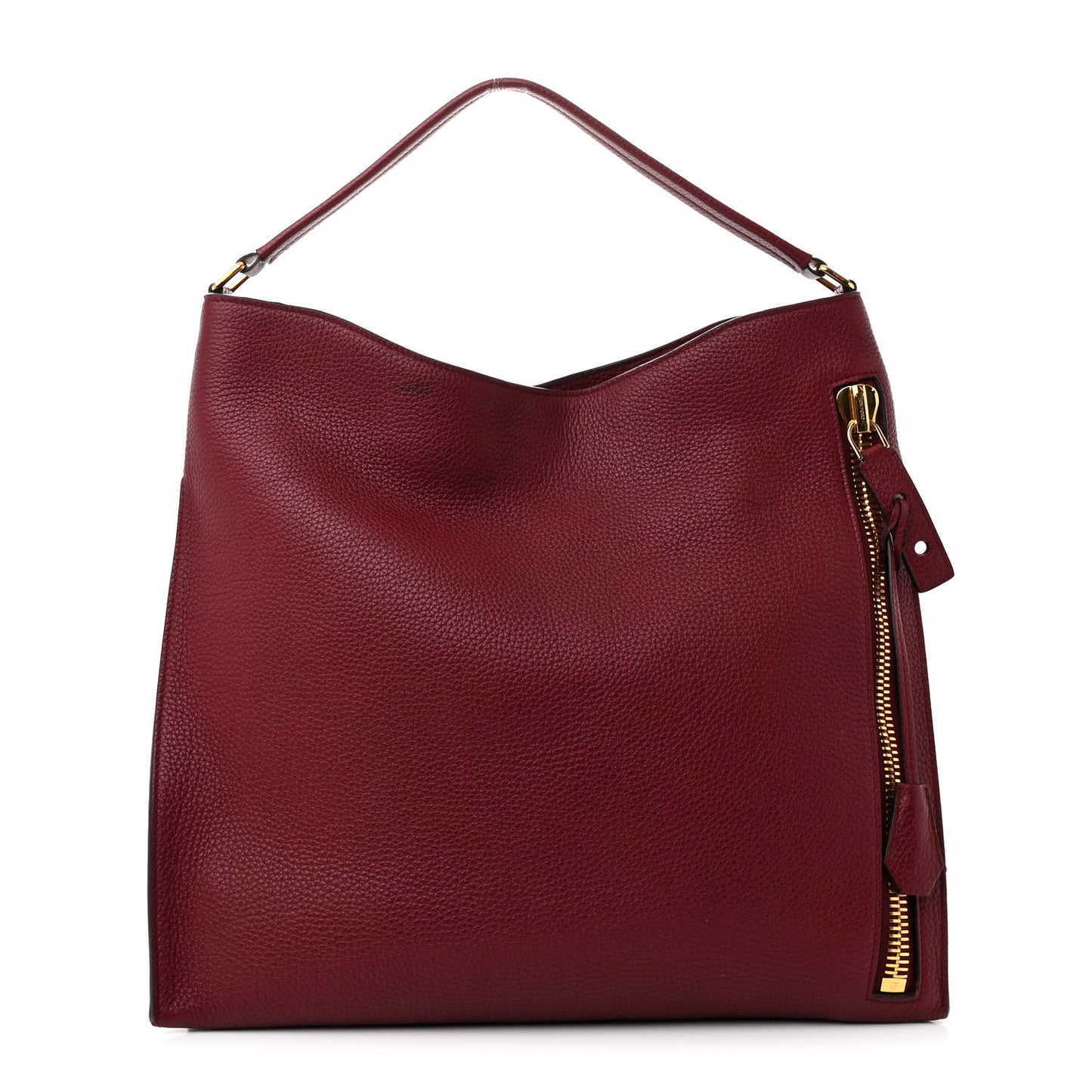 Pebbled Calfskin Large Alix Padlock Zip Hobo Bag Cranberry