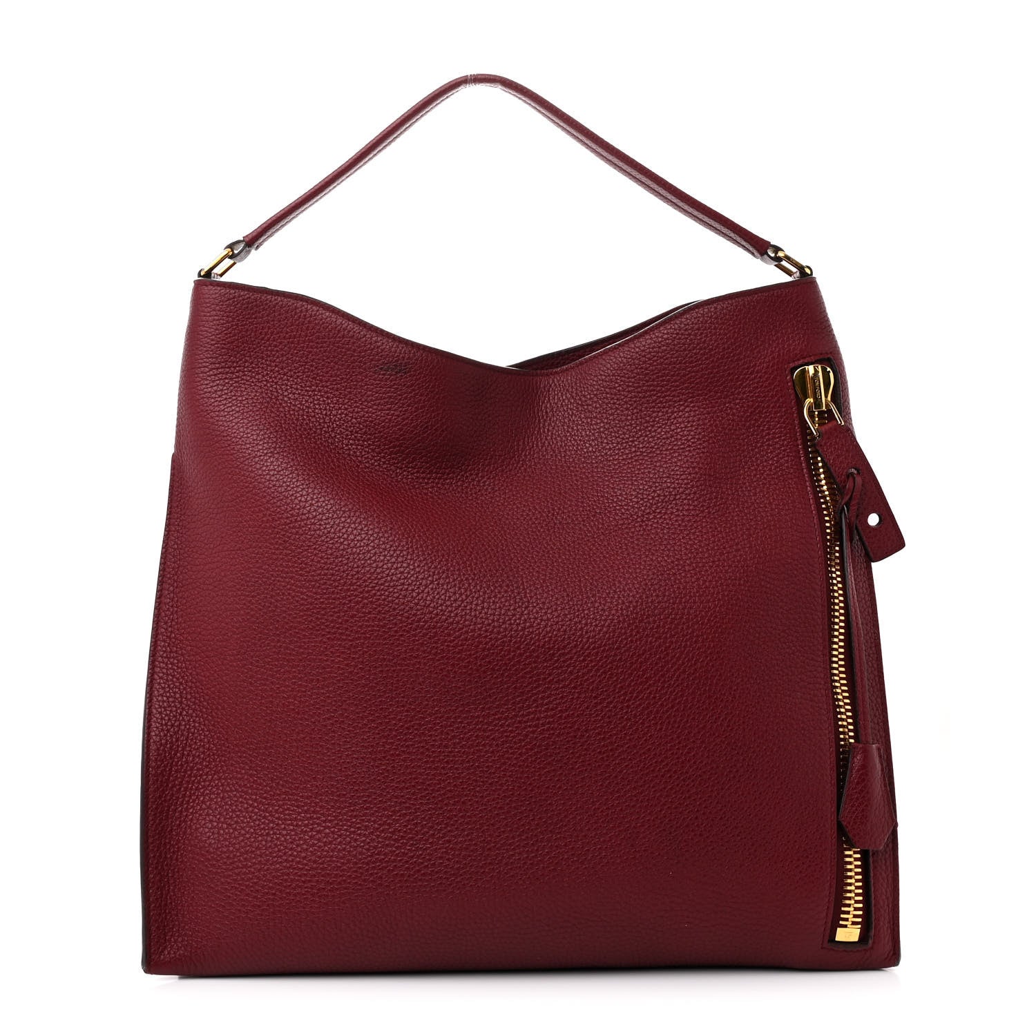 Tom Ford Pebbled Calfskin Large Alix Padlock Zip Hobo Bag Cranberry 1 of 12