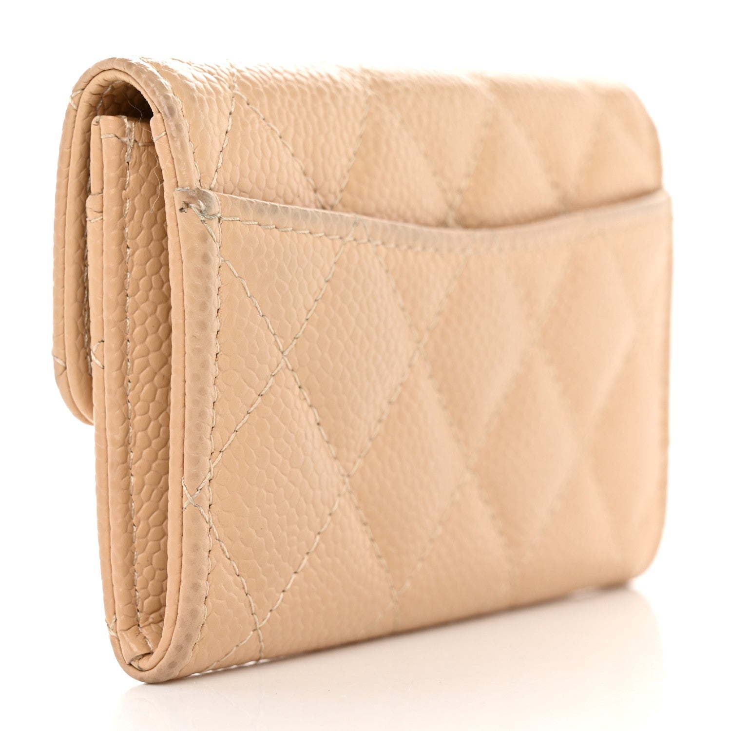 Chanel Caviar Quilted Flap Card Holder Wallet Light Beige 3 of 10