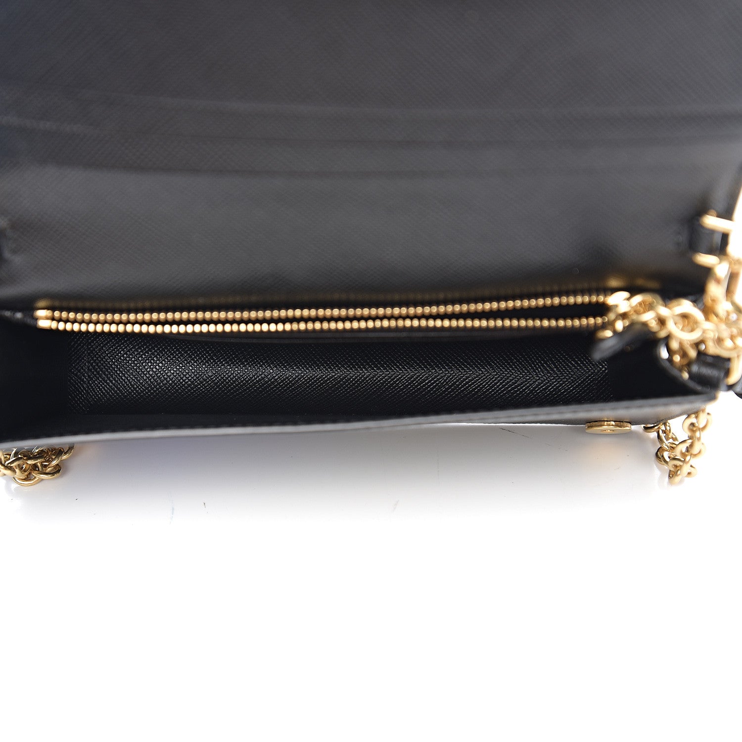 Prada Saffiano Lux Monochrome Chain Wallet Black 4 of 9