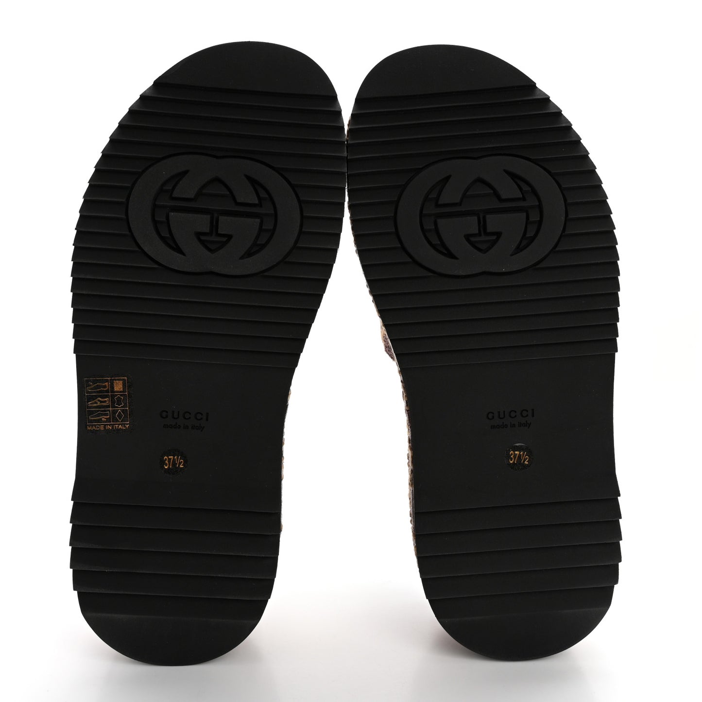 Lame GG Monogram Angelina Platform 55mm Slide Sandals 37.5 Brown Beige