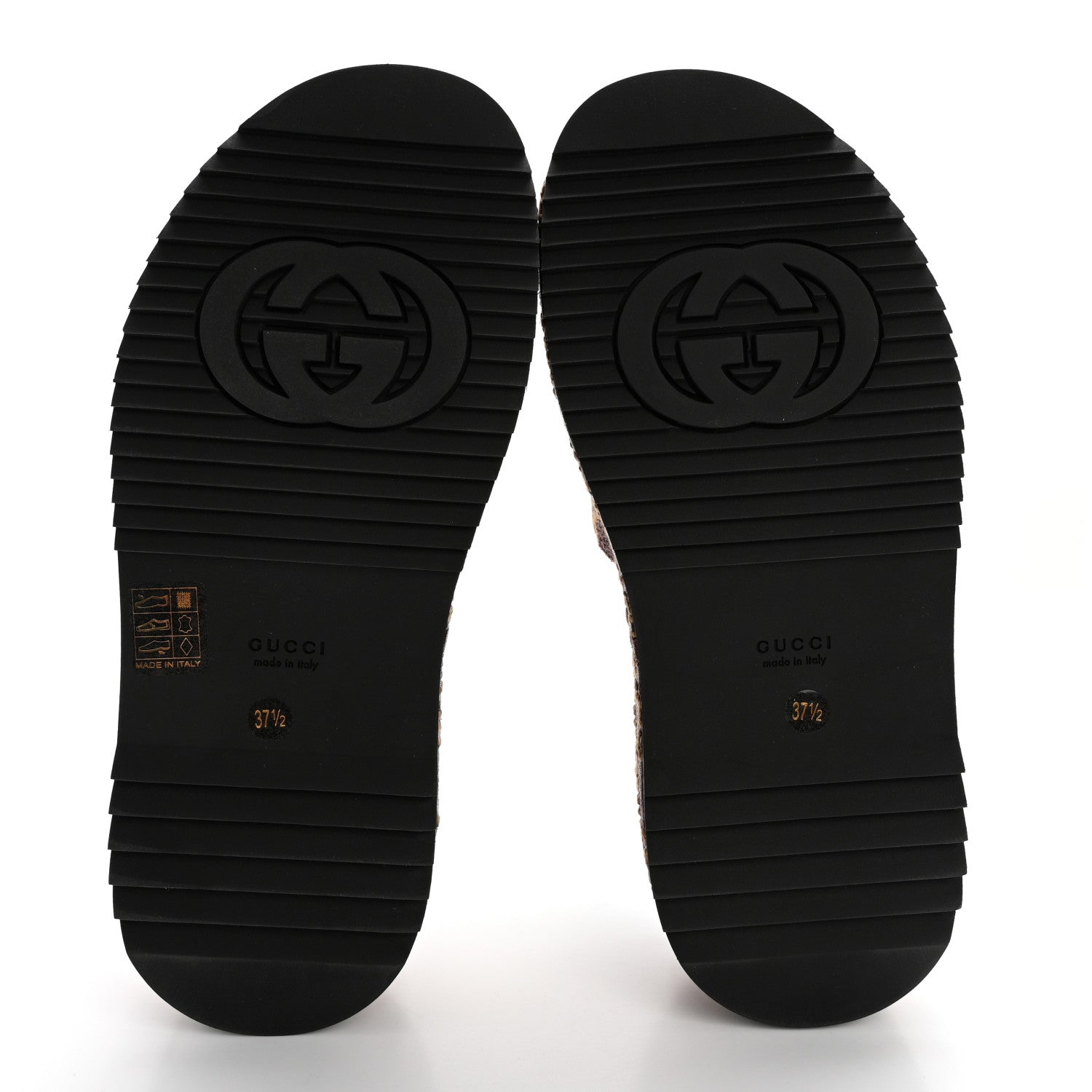 Gucci Lame GG Monogram Angelina Platform 55mm Slide Sandals 37.5 Brown Beige 5 of 11