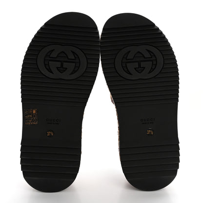 Gucci Lame GG Monogram Angelina Platform 55mm Slide Sandals 37.5 Brown Beige 5 of 11