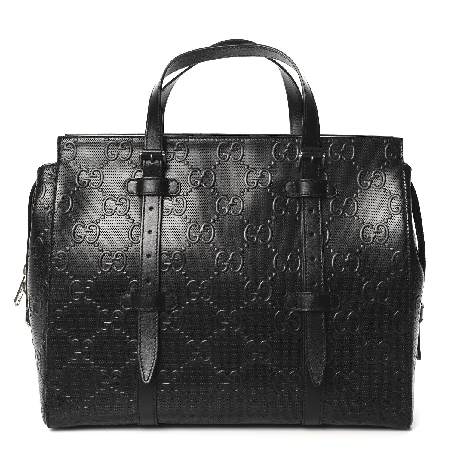 Gucci Calfskin GG Tennis Embossed Tote Bag Black 1 of 10