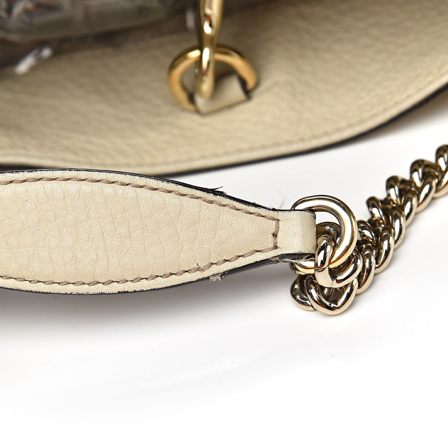 Pebbled Calfskin Medium Soho Chain Shoulder Bag Off White