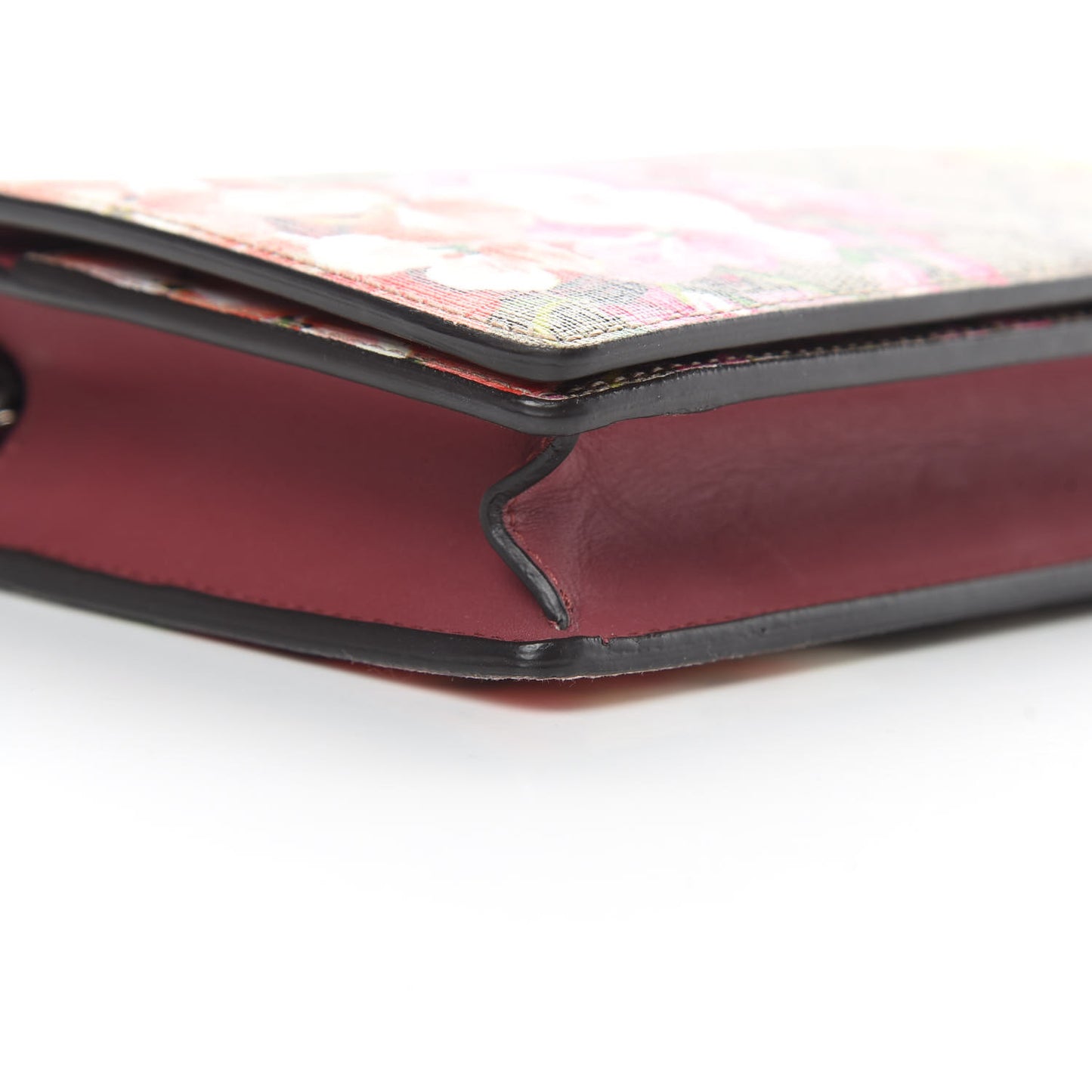 GG Supreme Monogram Blooms Chain Wallet Beige Multicolor Dry Rose