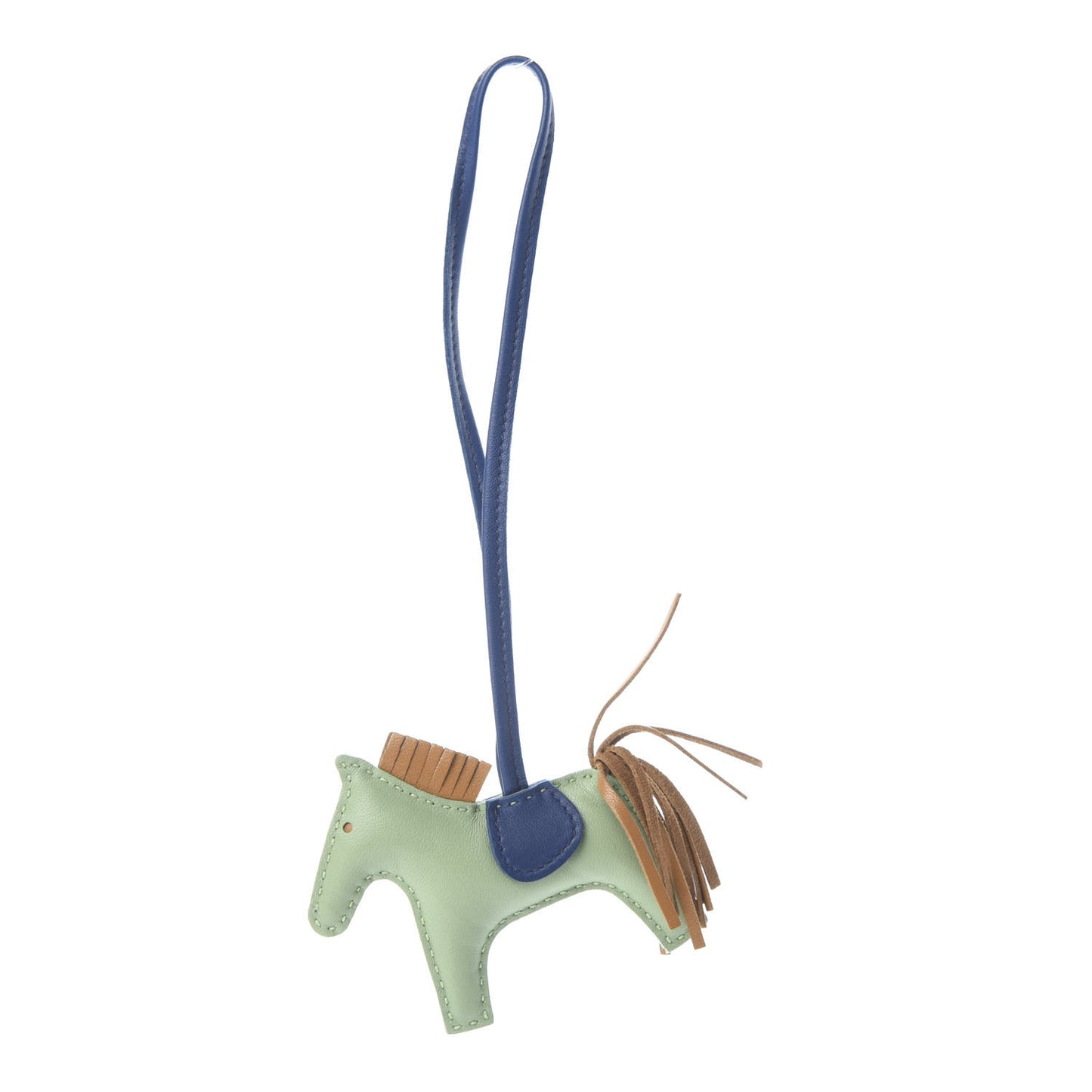 Milo Lambskin Grigri Rodeo Horse Bag Charm PM Vert Criquet Sesame Bleu de Malte