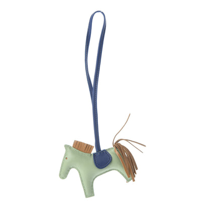 Hermes Milo Lambskin Grigri Rodeo Horse Bag Charm PM Vert Criquet Sesame Bleu de Malte 1 of 3