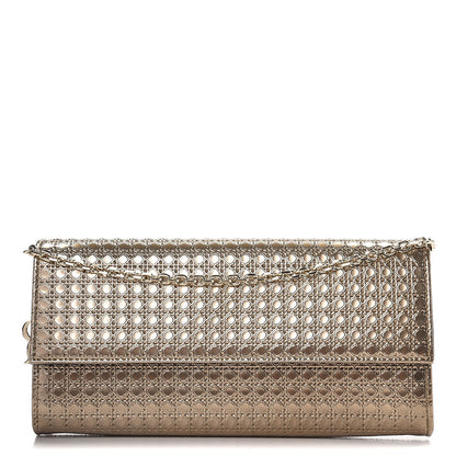Christian Dior Metallic Patent Micro-Cannage Lady Dior Croisiere Chain Wallet Champagne 1 of 7