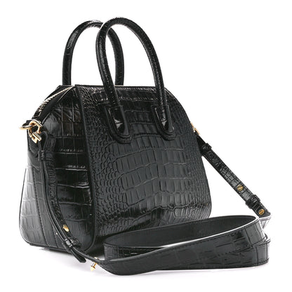 Givenchy Calfskin Crocodile Embossed Mini Antigona Black 3 of 11