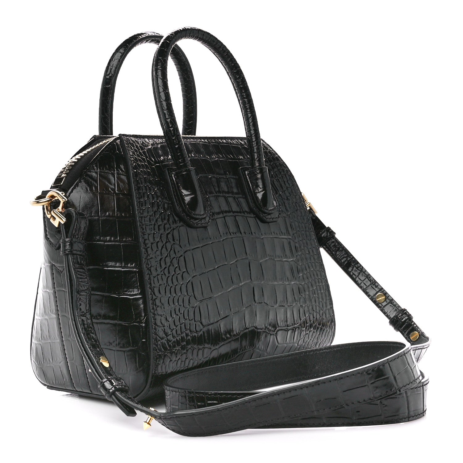 Givenchy Calfskin Crocodile Embossed Mini Antigona Black 3 of 11