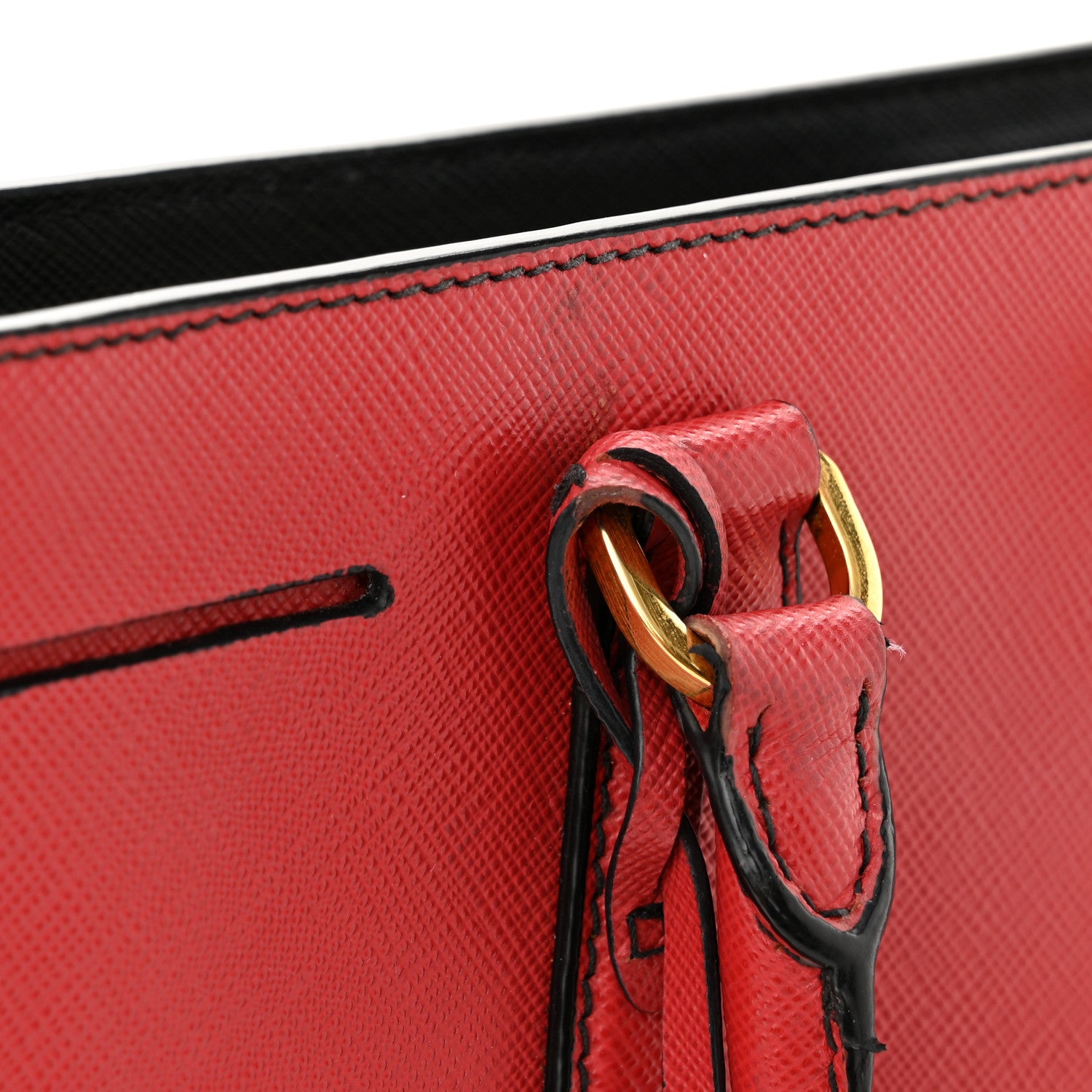 Prada Saffiano Bi-Color Medium Galleria Double Zip Tote Rosso Black 11 of 13