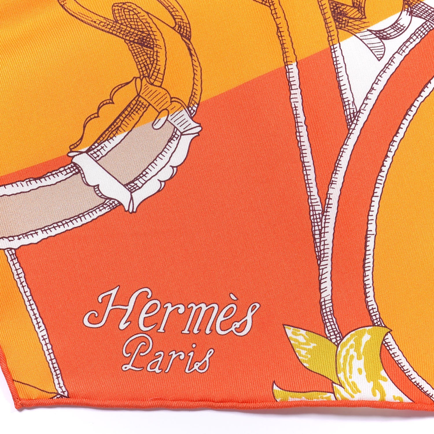 Hermes Silk Instruction Du Roy Bayadere Maxi Twilly Vermillion Orange 2 of 5