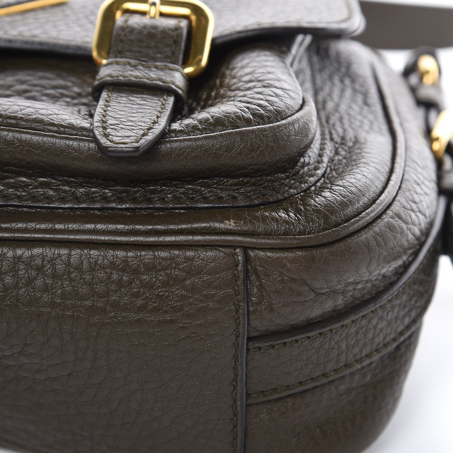Prada Vitello Daino Messenger Bag Militare 10 of 12