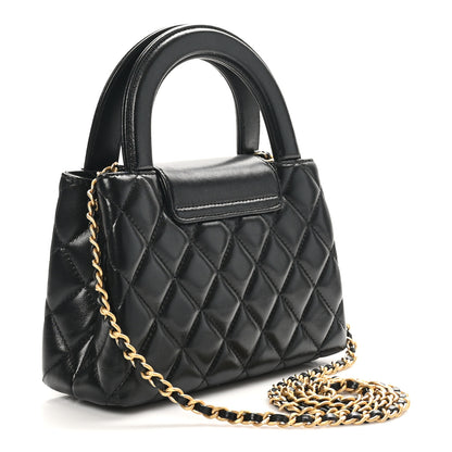 Chanel Shiny Aged Calfskin Quilted Nano Kelly Shopper Black 3 of 10