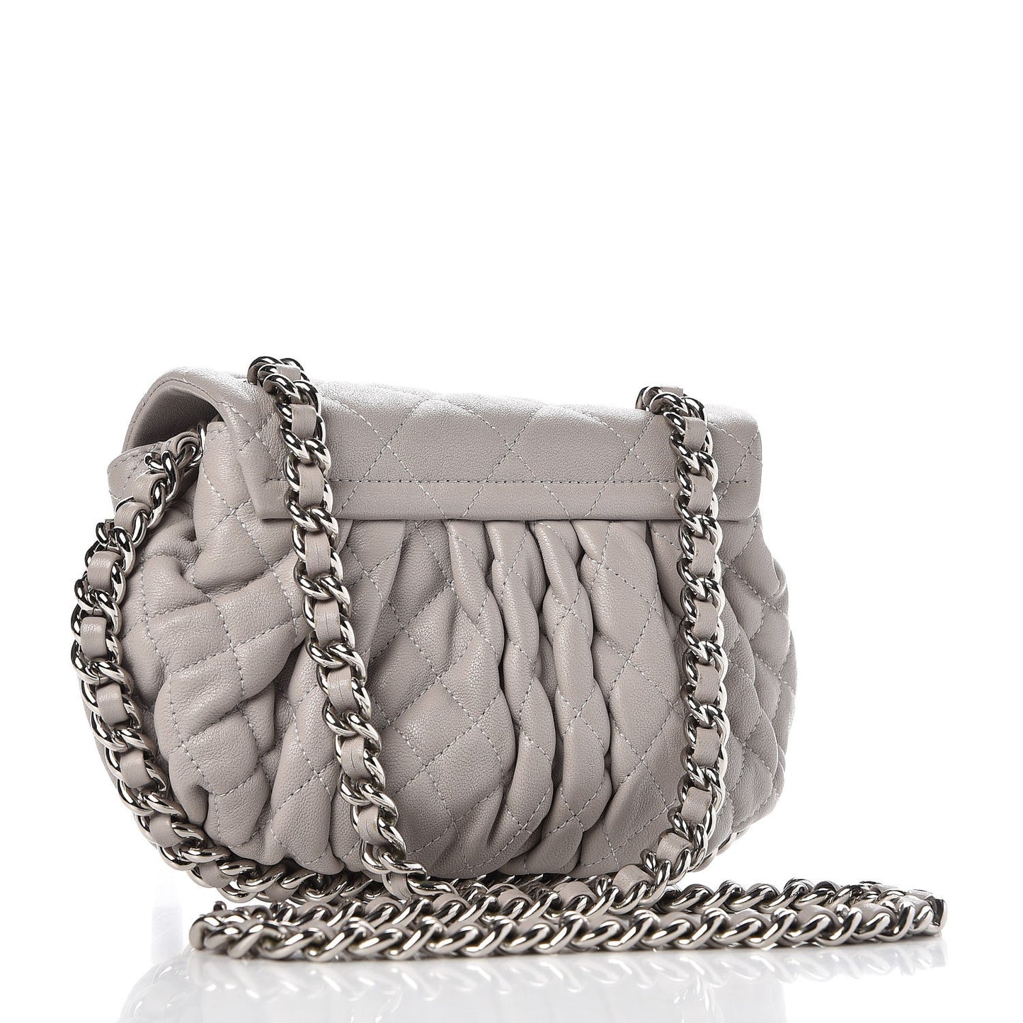 Washed Lambskin Quilted Mini Chain Around Messenger Grey