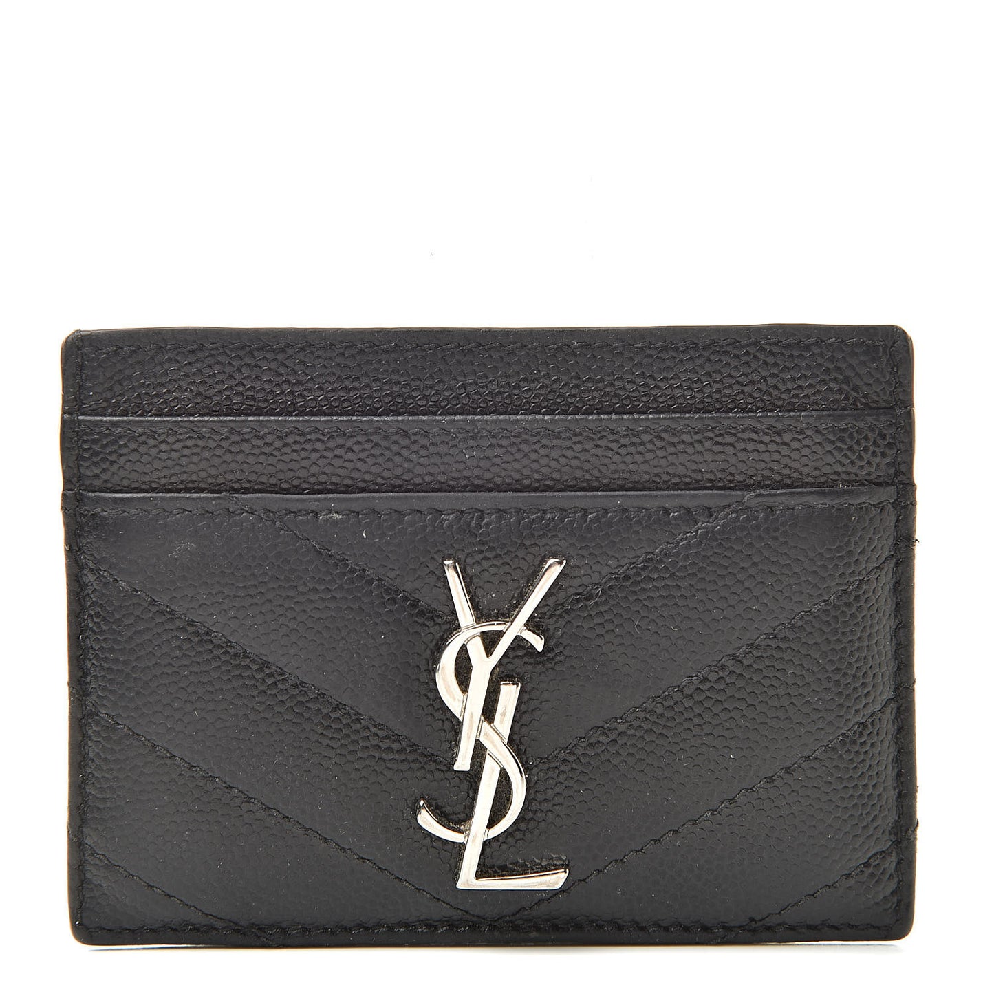 Grain De Poudre Matelasse Chevron Monogram Credit Card Case Black