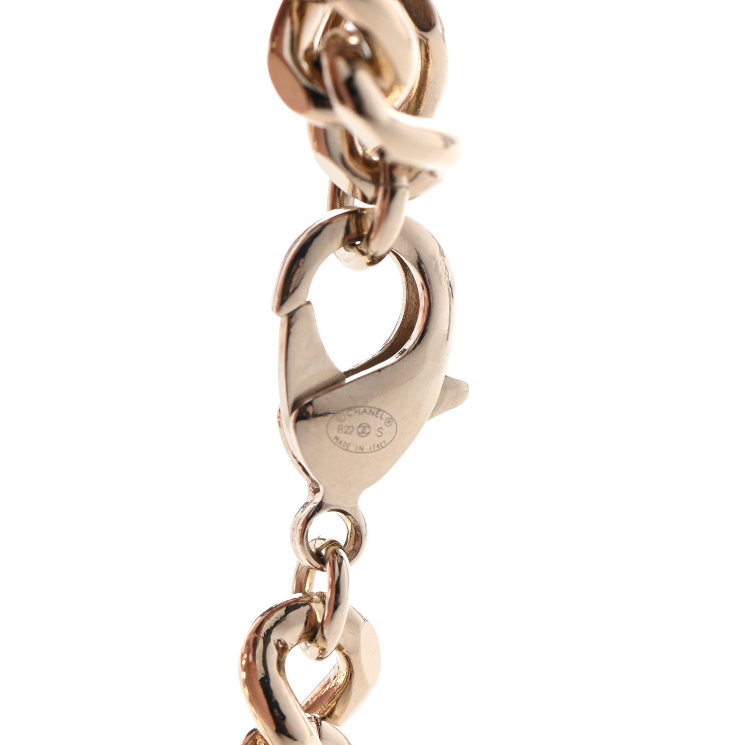 Chanel Enamel Metal CC Chain Bracelet Gold White 4 of 5