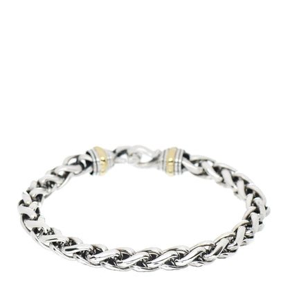 David Yurman Sterling Silver 18K Yellow Gold 8mm Wheat Chain Bracelet 2 of 3