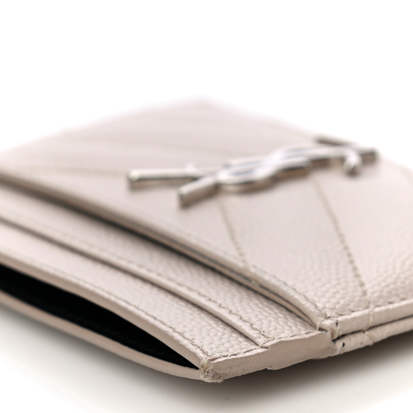 Grain De Poudre Matelasse Chevron Monogram Credit Card Case Nude Powder